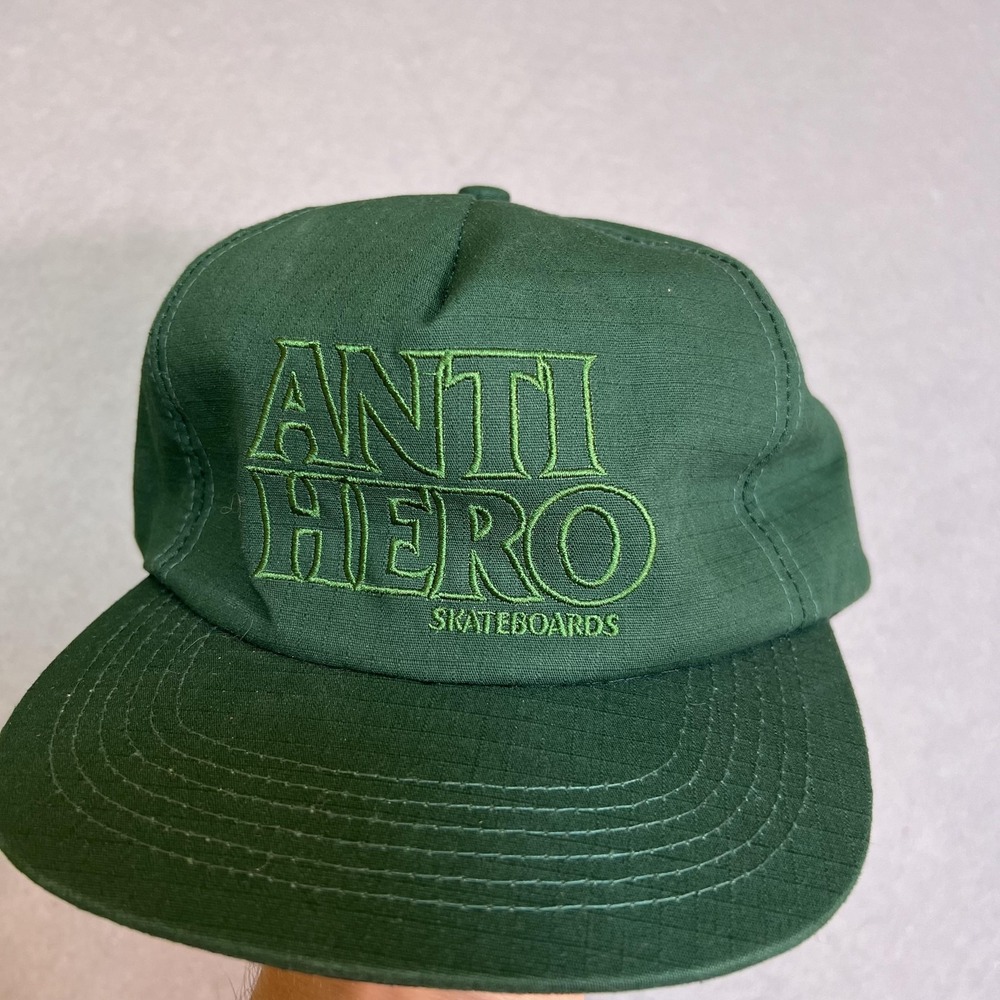 Anti-Hero Hat Cap Snap Back One Size Mens Green Skateboards Logo Twill